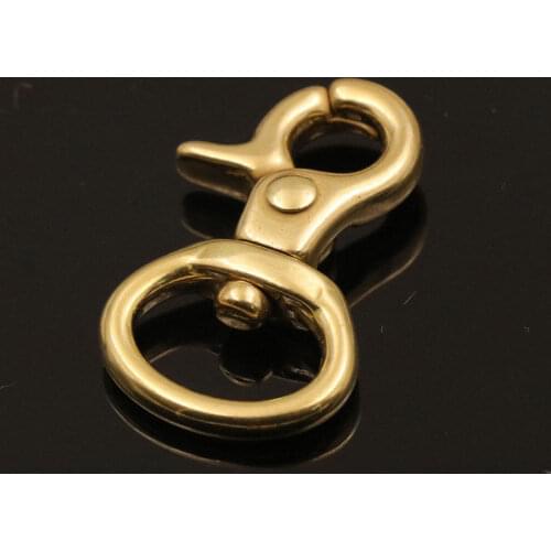 1pcs Brass bag snap hook swivel eye fob clip lobster claw trigger clasp for Leather Craft bag strap belt webbing keychain