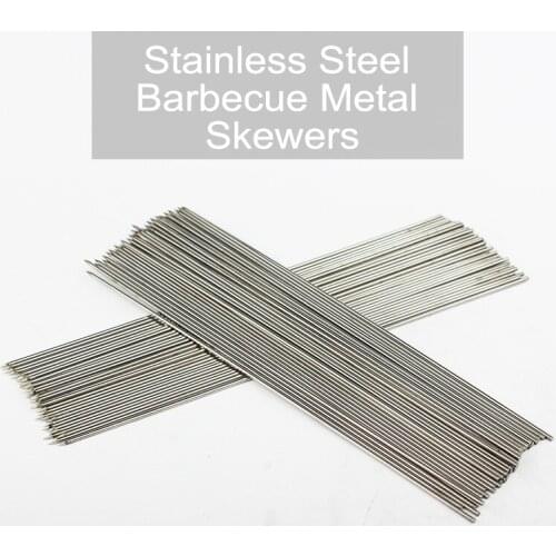 10pc reusable 304 stainless steel barbecue metal skewers skewers BBQ utensils grill grill Food Skewers Needle Prongs Party