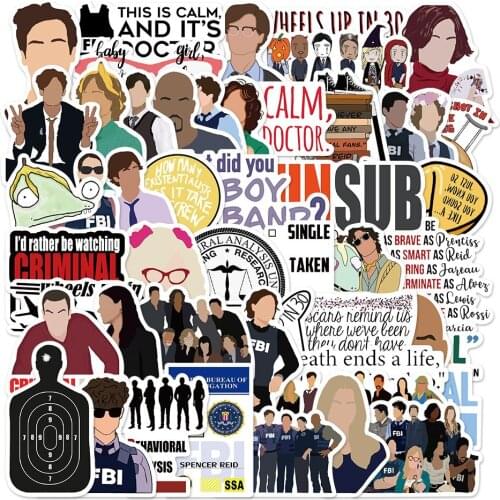 50PCS TV Show Criminal Minds Waterproof PVC Stickers Phone Guitar Skateboard Cool Sticker Decals Boy Classic Toys Stickers