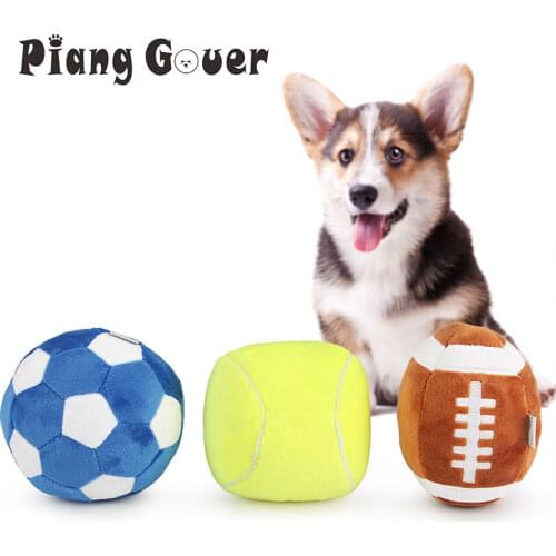 3pcs Football Dog Toy Set Puppy Chew Tennis Plush Pet Toy Rugby Ball Small Dogs Toys For Cat