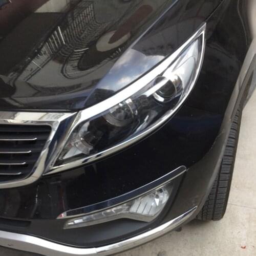 ABS Chrome headlight Surrounds Covers Trim Set head light decoration frame For Kia Sportage R 2010-2017 hxh
