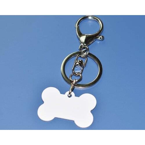 ACHYO-38*25m-Wholesale Bone Shape Metal White Color Sublimation Dog Ring -Heat Transfer Printing Pattern Pet ID Tag Keychain