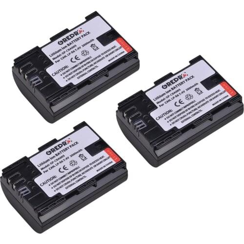 3 Pack LPE6 LP-E6 LP E6 E6N Battery for Canon EOS 5DS R 5D Mark II 5D Mark III 6D 7D 80D EOS 5DS R 7DII 70D Camera