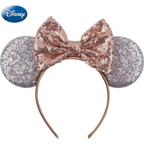 Disney Hair-Accessories Lovely Minnie Mickey Bows Women Headband Girls Ears Kid Head-Accessories Headdress Head Band Party