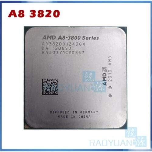 AMD A8 Series A8 3800 A8 3820 A8-3820 2.5GHz 65W 4M Quad-Core CPU Processor AD3820OJZ43GX A8 3820K Socket FM1/ 905pin