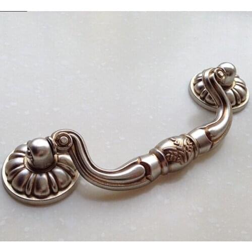 Antique dirstress silver shaky furniture handle antique silver drawer pull knob kitchen cabinet dresser cupboard pulls 96mm