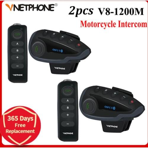 2PCS 5Riders V8 Bluetooth Intercom Helmet NFC Motorcycle Handlebar Remote Control Communicator Helmet Headset with FM radio