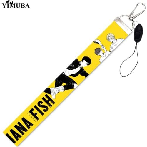 Banana Fish Lanyards Keychain USB Mobile Phone Straps Hand Rope Accessories Work Name Card Badge Holder Fashion Ribbon Key Chain