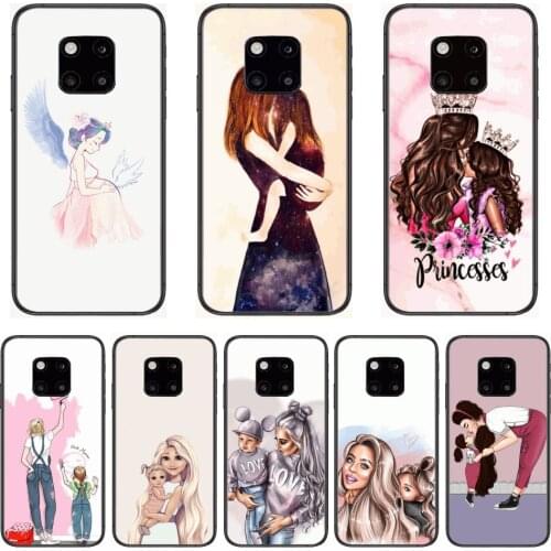 Mother angel Phone Case For Huawei mate 30 10 20 40 Lite Smart Z Pro Black Etui 3D Coque Painting Hoesjes case