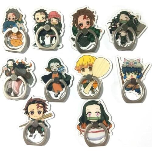 1 Pcs Cute Anime Demon Slayer Phone Holder Kimetsu No Yaiba Phone Stand Acrylic Ring Mobile Phone Holder Figure Toys Gifts