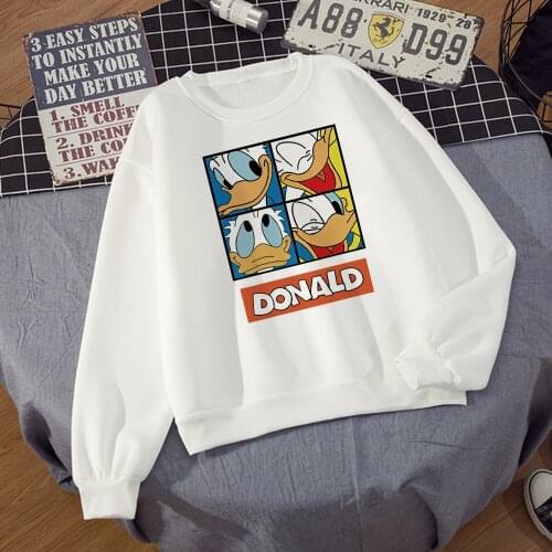 Donald Duck Womens Sweatshirt Disney Hoodie Trend Long Sleeve Pullover Hipster Sudadera Pareja French Autumn and Winter Fashion