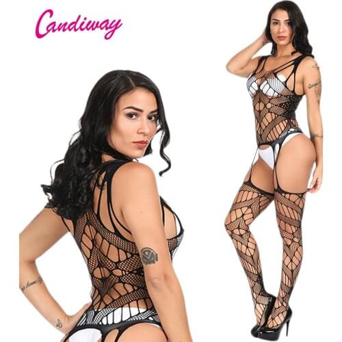 Plus Size Sex Lingerie grid Bodystockings Elegant sexy Design Open Crotch Erotic Porno Lingerie Costume GA293