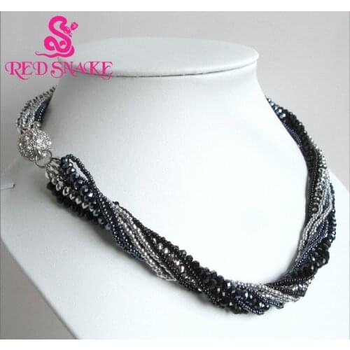 RED SNAKE Brand Product Gray Mix Crystal Multi Strands Chains Necklaces Magnetic Buckle Fashion Jewelry Great . Discounts