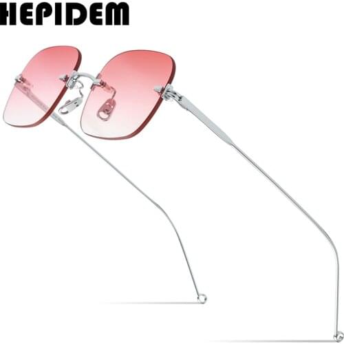 HEPIDEM Rimless Sunglasses Women 2020 New Luxury Brand Fashion High Quality Alloy Sun Glasses Men with Mirror Nylon Lens gm 5023
