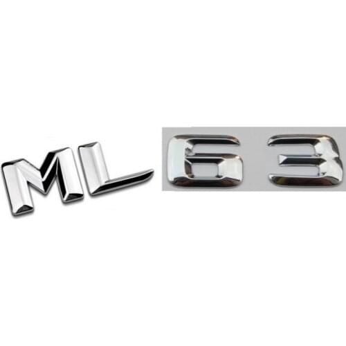Chrome Shiny Silver ABS Car Trunk Rear Number Letters Words Badge Emblem Decal Sticker for Mercedes-Benz ML63 AMG