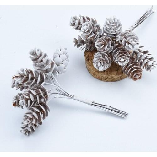 10pcs Artificial plants Pine ball christmas decorations vases for home wedding bridal accessories clearance diy gifts box fake