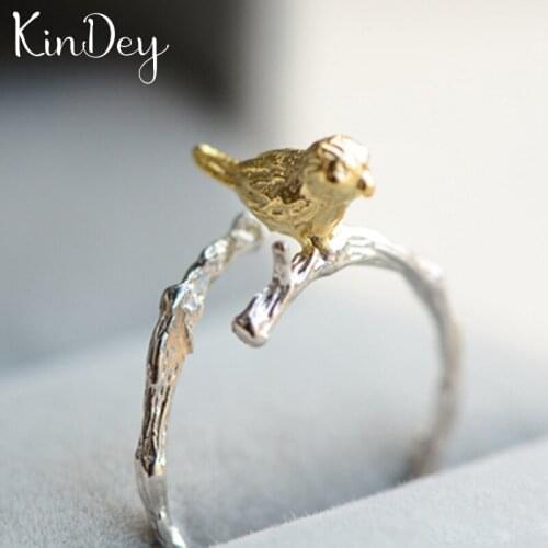 Kindey Bijoux 2020 Simple Style Silver Color Bird Rings For Women Gifts Large Adjustable Finger Rings