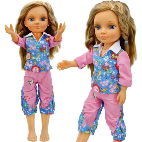 Handmade Lovely Outfit Colorful Small Flower Pattern T-shirt Blouse Trousers Clothes for Nancy Doll Accessories Dollhouse Toy