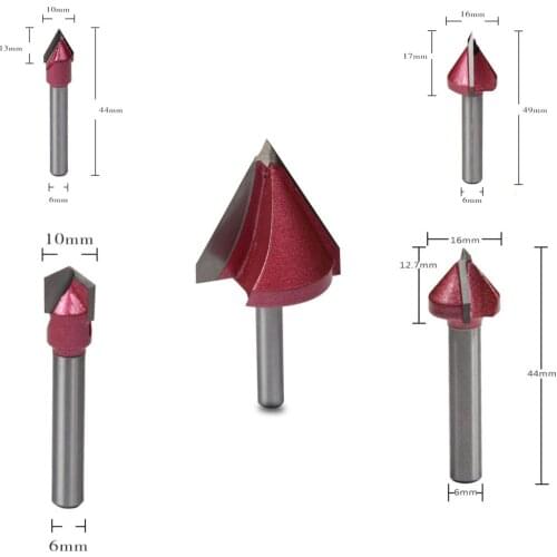 1PC 6mm V Type RED Woodworking Cutter with 60/90/120/150 Degree for Computer Engraving Machine