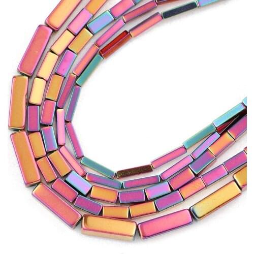 Rose Red Square Natural Hematite Stone 4/6/9MM Rectangle Cuboid Spacer Loose Beads For Jewelry Bracelets Making Diy Accessories