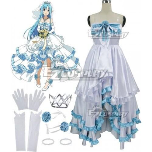 Sword Art Online Code Register ALfheim Online SAO ALO Yuuki Asuna Yuki Asuna Bride Wedding Dress Cosplay Costume E001