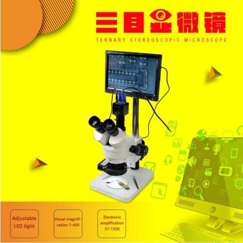 Multi-function Electronic Digital 7-45x continuous zoom BGA Operating CPU mobile phone repair ternary stereoscopic microscope