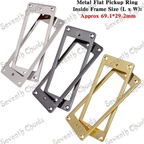 A Set 2 Pcs Mini Style Metal Flat Base Pickup Humbucker Ring for Electric Guitar Mounting Inside Frame Size:69mm x 29mm