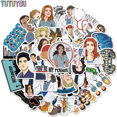 PC2415 50pcs/set TV Greys Anatomy Creative DIY Decorative Stickers Cartoon Style For DIY PC Wall Notebook Phone Case Stickers