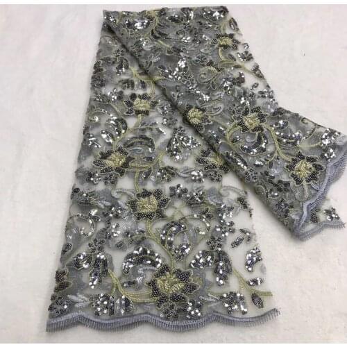 Nigeria sequined lace fabric French embroidery African lace fabric 2020 high quality lace suitable for wedding fabric J40401