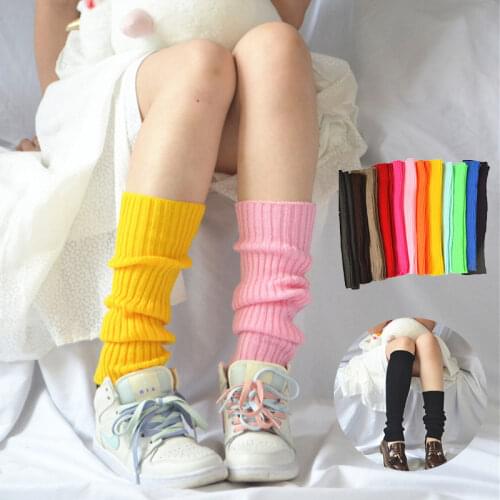 NEW Korean Candy Color Sweet Girl Leg Warmers Knitted Foot Cover Women Solid Color Autumn Winter Stylish Elastic Long Tube Sock