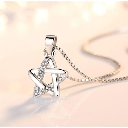 Wholesale 12pcs/lot Hollow Star Zirconia Pendant Necklaces Choker Fashion Chain Female Necklace Jewelry Gift for Women