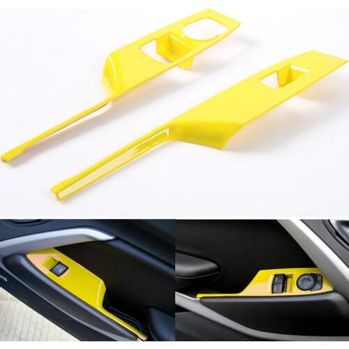 BBQ@FUKA Car Interior Accessories Door Armrest Window Lift Button Panel Trim Cover ABS Fit For Chevrolet Camaro 2017 2018 2 PCS