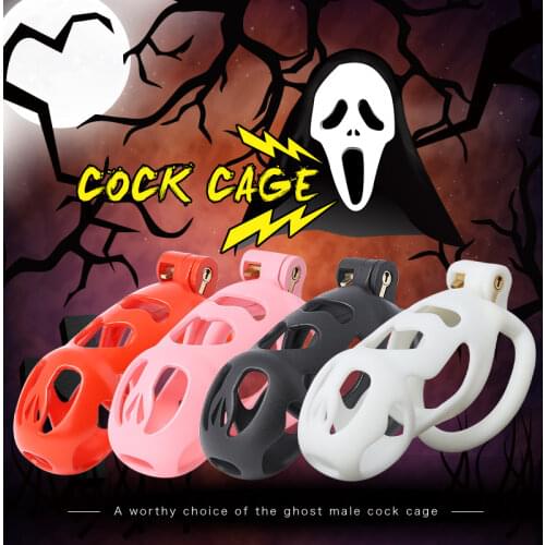GHOST 3D Printing Male Chastity Cock Cage Penis Sleeve Plastic Lockable Device Penis Rings Sex Toys for Men VS Cobra Cage
