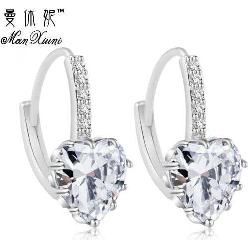Manxiuni Luxury Colorful Heart Band Heart stud Earrings Jewelry Cubic Zirconia Stone Earrings Fashion Women Favourites