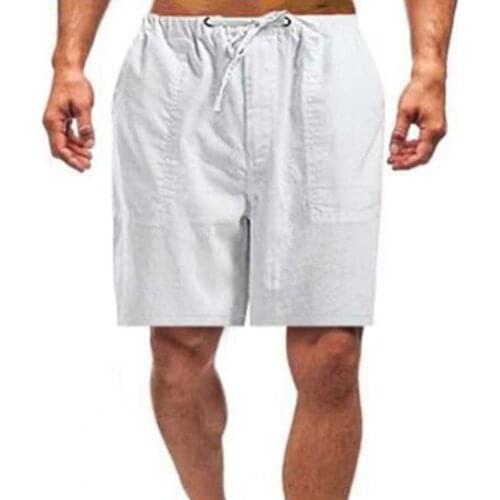 Newest Summer Casual Solid Color Men Shorts Knee Length Shrink Resistant Wide Leg Multi Pockets Sweat Shorts Beach Streetwear