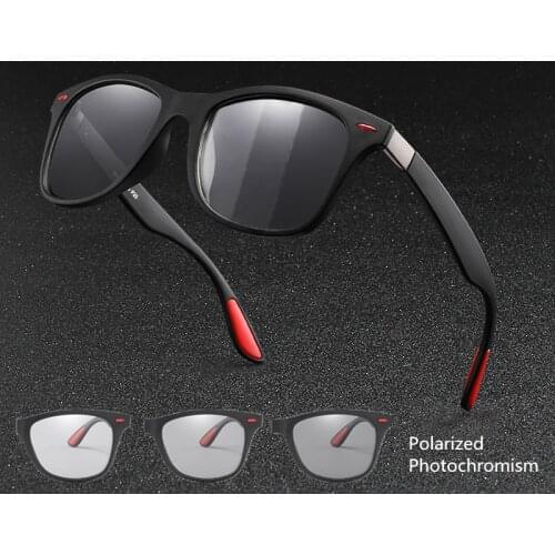 Square Brand Photochromic Polarized Sunglasses Classic Rivet Chameleon Men Women Glasses TR90 Sun Glasses Male Goggles
