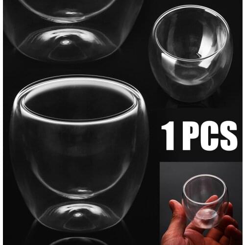 Mayitr 1pc Double Wall Glass Cup Heat-resistant Transparent Coffee Beer Glass Mug Cups 80ml Creative Drinkware