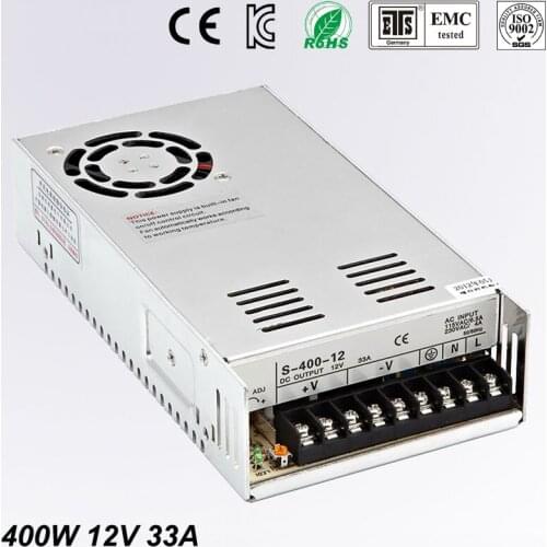 Universal 12V 33A 400W Regulated Switching Power Supply Transformer100-240V AC to DC For LED Strip Light Lighting CNC CCTV MOTOR
