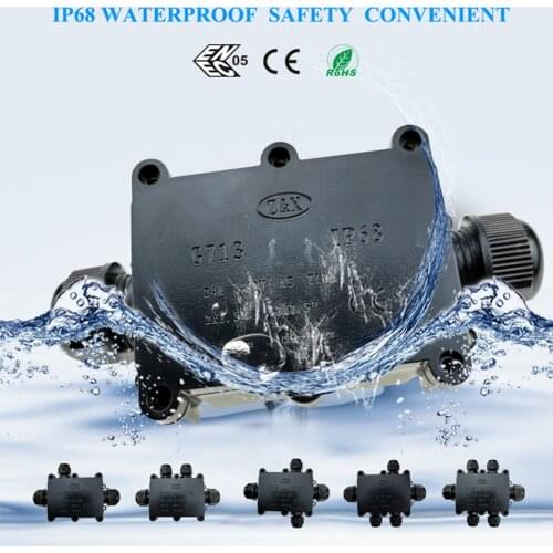 IP68 electrical cable waterproof connector t shape 2 3 4 5Pin 3 Way Outdoor Waterproof ABS Plastic Gland Electrical Junction Box