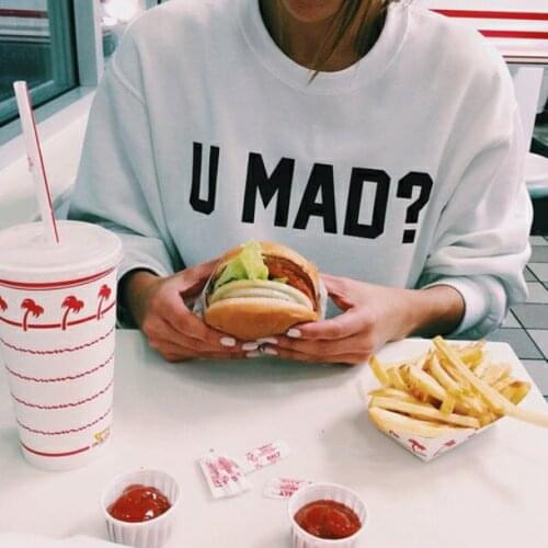 U mad? sweatshirt graphic funny slogan pure cotton jumper fashion tumblr aesthetic pullovers casual unisex top Outfits Sweats