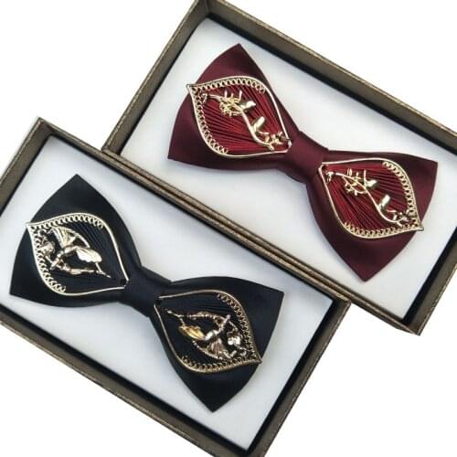 High Quality Mens Bow Tie 2021 Brand New Luxury Metal Golden Butterfly Ties for Men Fashion Casual Party Wedding Bowtie AB1024