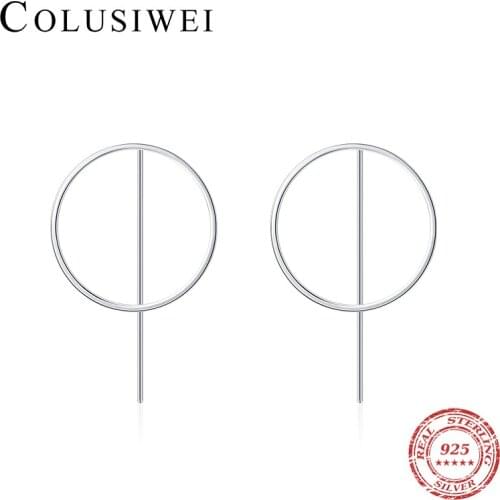 Colusiwei Fashion 925 Sterling Silver Big Round Circle Drop Earring for Women Hook Earring OL Style Fine Jewelry Accessories