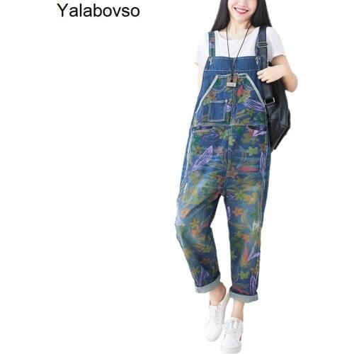 Birthday Summer Outfits For Women Loose Styles Suspenders Washed Cowboy Printing Playsuits Personalized Denim Jumpsuit 2020