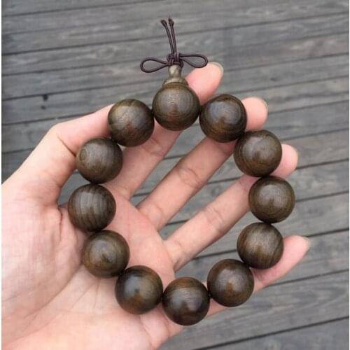 Gold silk Nanmu Shen Xiang Yin wood Wu Mu Buddha beads mens 20mm old material bracelet