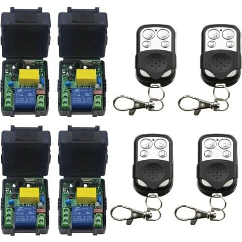 1 channel ON/OFF 220V Wireless Remote Control Switch for Lamp & Light 4 receiver+4 transmitter