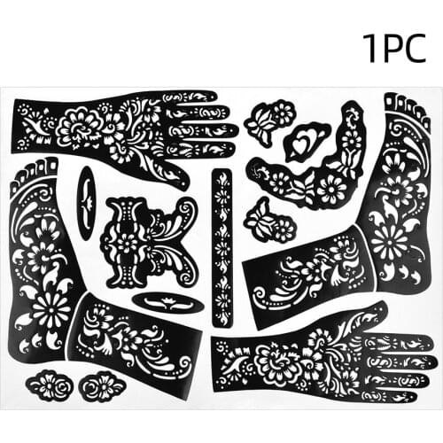 1 Sheet Professional Henna Tattoo Hollow Templates Hands Feet Leg Arm Airbrushing Tattooing Templates Temporary Body Painting