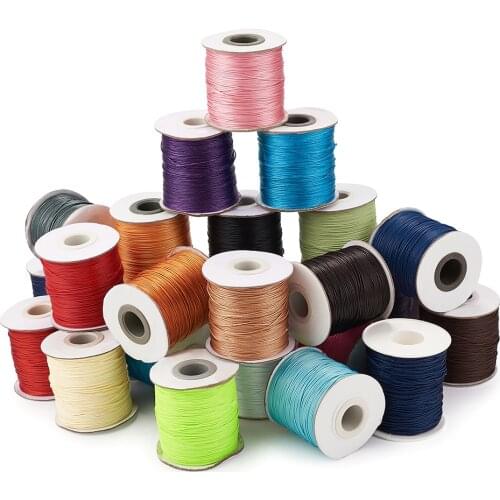 Pandahall 1 roll 0.5mm Korean Waxed Polyester Cord Thread for Beading DIY Bracelet Jewelry Making Stringing Materials 38 Colors