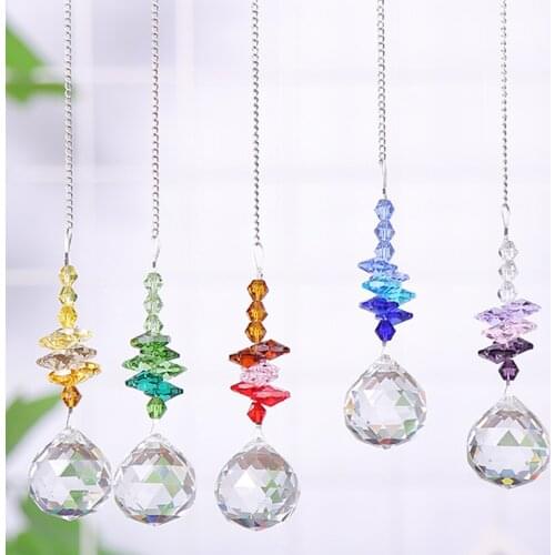 1PCS Hanging Crystal Ball Suncatcher Prisms Rainbow Pendants Wedding Garden Decoration Gifts