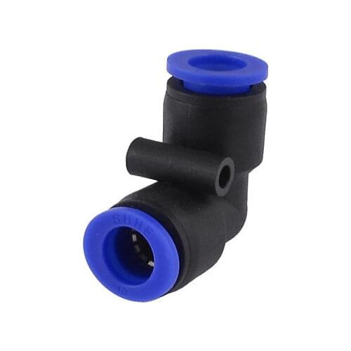 10mm Diameter 2 Way L Shaped Pneumatic Push in Fittings Black Blue