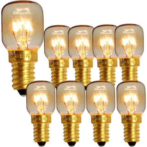 TIANFAN 10-Pack SES E14 Screw Cap Pygmy Lamps 300 Degrees Microwave Oven Rated Light Bulb Salt Lamp Bulbs